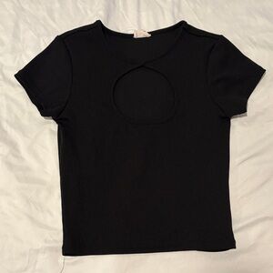Cotton On Black Cut-Out Short Sleeve Crop Tee